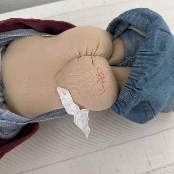 1982 VTG Cabbage Patch Kids Doll Boy Blonde Blue Eyes Dimples Jeans Vest Shoe - Picture 13 of 16